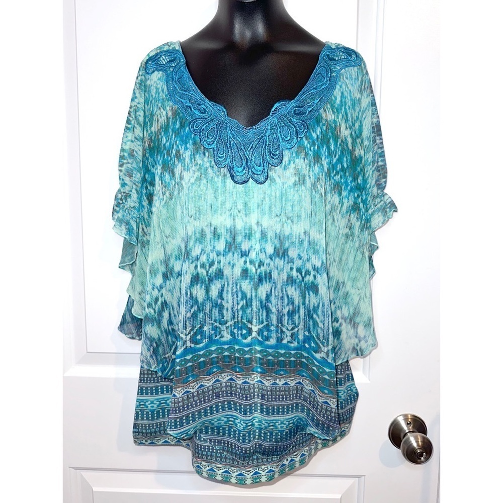 Blue One World blouse